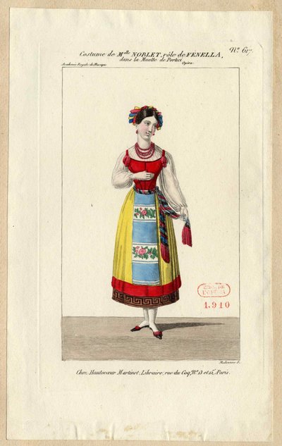 Mademoiselle Noblet als Fenella. Kostümentwurf für die Oper La muette de Portici von Louis Maleuvre