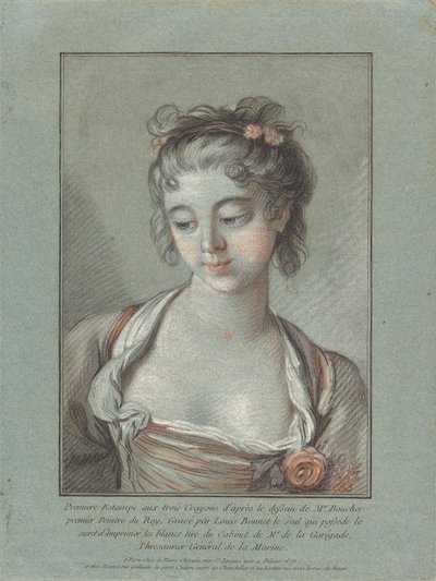 Büste einer jungen Frau, die nach unten schaut von Louis Marin Bonnet