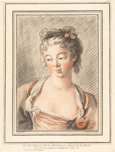 Büste einer jungen Frau, die nach unten schaut, 1773 oder später von Louis Marin Bonnet
