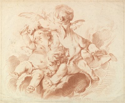 Die Luft: Eine Gruppe von drei Putti auf Wolken von Louis Marin Bonnet