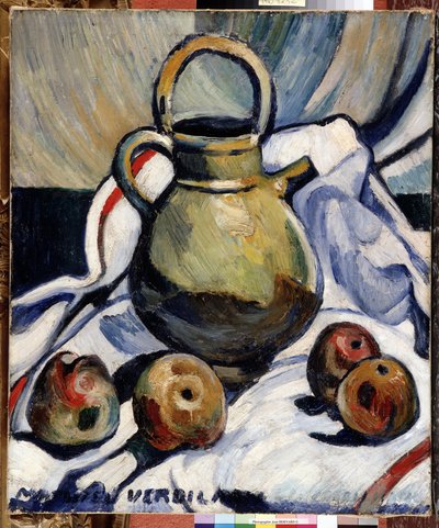Stillleben mit Krug und Äpfeln, Gemälde von Louis Mathieu Verdilhan (1875-1928) von Louis Mathieu Verdilhan