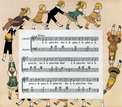 Partitur und Illustration des Kinderliedes 