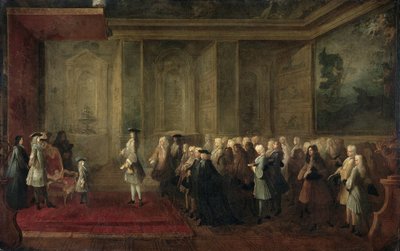 Die Aufnahme von Cornelis Hop (1685-1762) als Gesandter der Generalstaaten am Hof von Ludwig XV, 24. Juli 1719 von Louis Michel Dumesnil