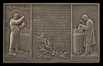 Fünfzigjähriges Jubiläum der Christofle-Gesellschaft, 1842-1892 [Rückseite] von Louis Oscar Roty