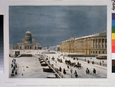 Die Isaakskathedrale und der Senatsplatz in St. Petersburg von Louis Philippe Alphonse Bichebois