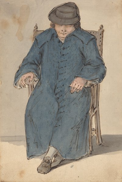 Schlafender Mann in einem langen blauen Mantel von Louis Philippe Boitard