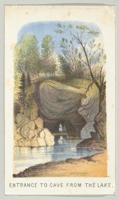 Eingang zur Höhle vom See aus, aus der Serie Ansichten im Central Park, New York, Teil 2, 1864 von Louis Prang