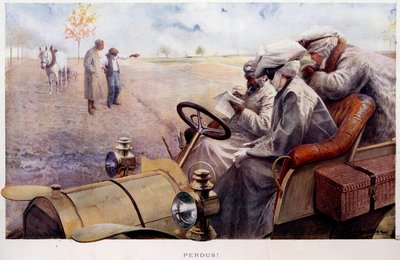 Verloren! Reisende suchen den Weg auf dem Land von Louis Remy Sabattier