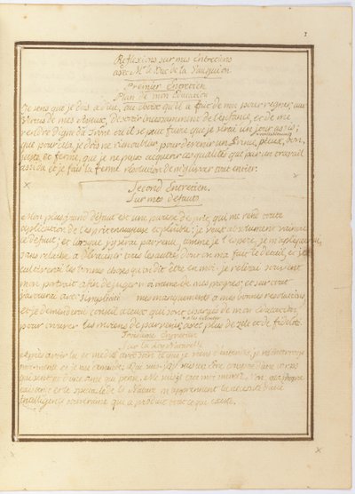 "Reflexionen über mein Interview mit Herrn le Duc de la Vauguyon", Autographenmanuskript, Januar 1767 bis Anfang 1769 von Louis XVI