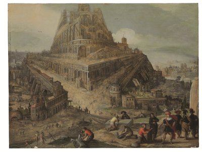 König Nimrod befiehlt den Bau des Turms von Babel von Louis de (circle of) Caullery