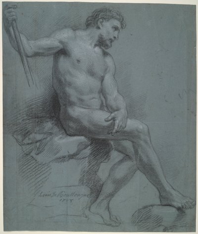 Sitzender männlicher Akt im Profil von Louis de Boullogne the Younger