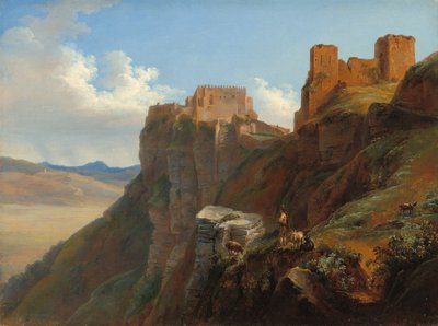 Ansicht des Castello di San Giuliano, in der Nähe von Trapani, Sizilien, ca. 1824-1826 von Louise Josephine Sarazin de Belmont