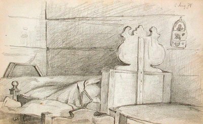 Schlafzimmer (recto), Satan (verso) von Lovis Corinth