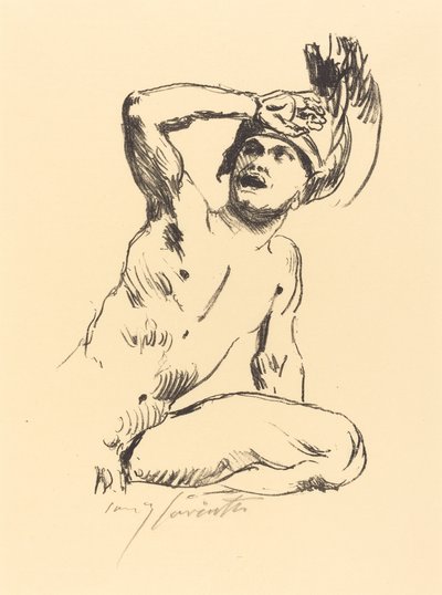 Kniender Krieger in Abwehr I von Lovis Corinth