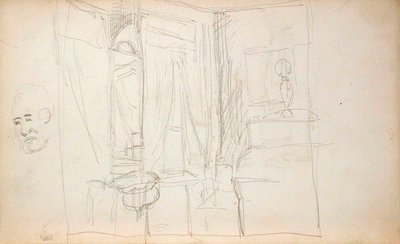 Mann, der Kinder führt (Vorderseite), Innenraum (Rückseite) von Lovis Corinth