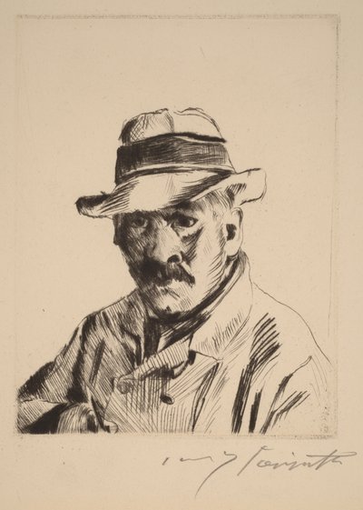 Selbstbildnis im Strohhut, als Brustbild von Lovis Corinth