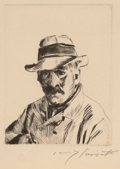 Selbstbildnis im Strohhut, als Brustbild, 1913 von Lovis Corinth
