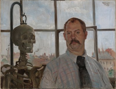 Selbstporträt mit Skelett von Lovis Corinth
