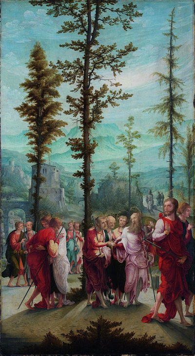 Christus verabschiedet sich von den Aposteln von Lower Rhenish pupil of Wolf Huber