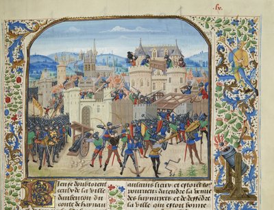 Wilhelm II., Graf von Hennegau, nimmt und zerstört Aubenton, 1340, ca. 1470-1475 von Loyset Liedet