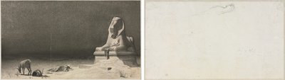 Die Rast auf der Flucht nach Ägypten (Vorderseite); Skizze einer Sphinx [?] (Rückseite) von Luc Olivier Merson