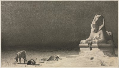 Die Rast auf der Flucht nach Ägypten recto, Skizze einer Sphinx verso, ca. 1879-80 von Luc Olivier Merson