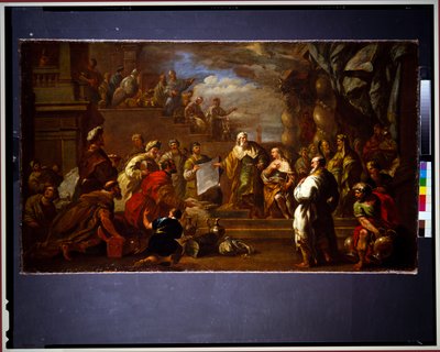 David zeigt Salomo die Pläne des Tempels von Luca Giordano