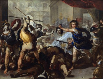 Perseus verwandelt Phineas und seine Anhänger in Stein (ca. 1680) von Luca Giordano