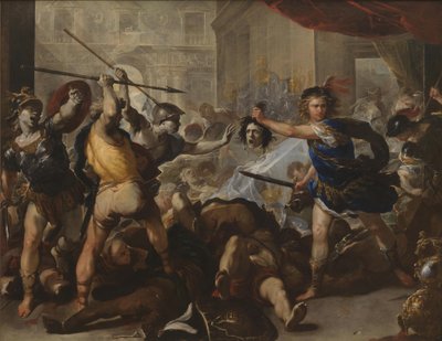 Perseus verwandelt Phineas und seine Anhänger in Stein von Luca Giordano