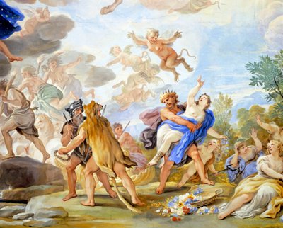 Raub der Proserpina, Detail des Freskenzyklus im Spiegelsaal von Luca Giordano, Palazzo Medici Riccardi, Florenz von Luca Giordano
