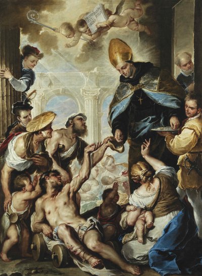 Der heilige Thomas von Villanova gibt Almosen an die Armen, ca. 1658 von Luca Giordano