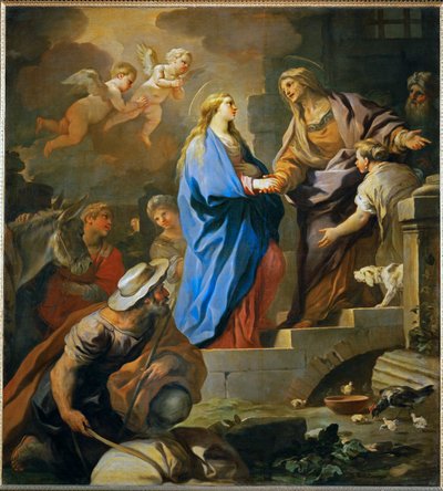 Die Heimsuchung. Maria besucht Elisabeth, die Frau von Zacharias und Mutter von Johannes dem Täufer von Luca Giordano