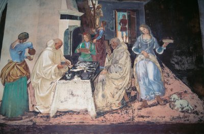 St. Benedikt tadelt zwei Mönche, die die Regel verletzt haben, Szene aus den Geschichten von St. Benedikt von Monte Oliveto Maggiore von Luca Signorelli