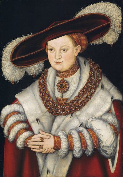 Porträt von Magdalena von Sachsen, Ehefrau des Kurfürsten Joachim II. von Brandenburg, ca. 1529 von Lucas Cranach