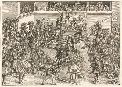 Das zweite Turnier mit dem Wandteppich von Samson und dem Löwen von Lucas Cranach