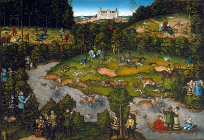 Hofjagd bei Schloss Hartenfels (Torgau in Sachsen) von Lucas Cranach the Elder