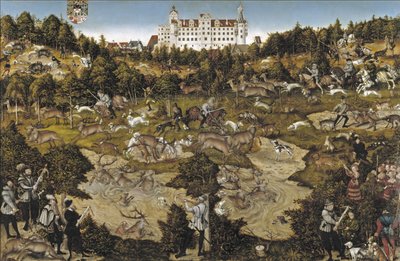 Jagd zu Ehren von Kaiser Karl V. auf Schloss Torgau von Lucas Cranach the Elder