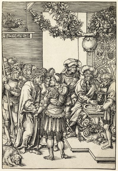 Pilatus wäscht seine Hände, aus Die Passion von Lucas Cranach the Elder
