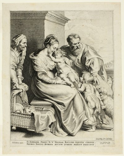 Die Heilige Familie mit der heiligen Elisabeth und dem kleinen Johannes dem Täufer von Lucas Emil Vorsterman