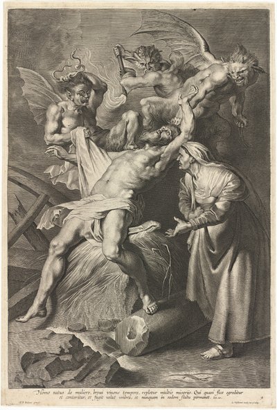 Hiob von Dämonen gequält und von seiner Frau misshandelt von Lucas Emil Vorsterman after Sir Peter Paul Rubens