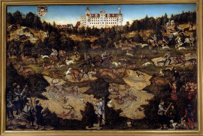 Jagd zu Ehren von Karl V. auf Schloss Torgau (Deutschland). Gemälde von Lucas Cranach dem Älteren (1472-1553) von Lucas the Elder Cranach