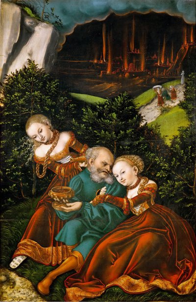 Lot und seine Töchter von Lucas the Elder Cranach