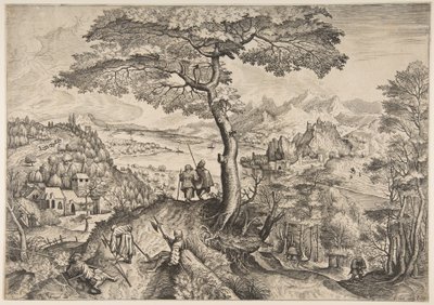 Ruhende Soldaten Milites Requiescentes aus Die großen Landschaften, ca. 1555-56 von Lucas van Doetecum
