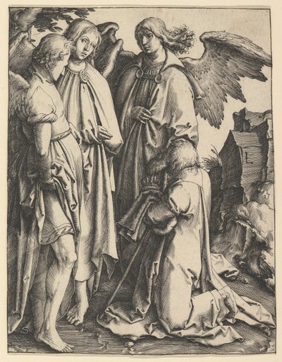 Abraham und drei Engel, ca. 1513 von Lucas van Leyden
