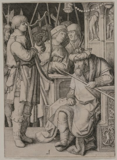 David spielt die Harfe vor Saul von Lucas van Leyden