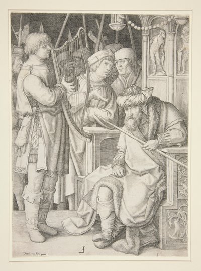 David spielt die Harfe vor Saul von Lucas van Leyden