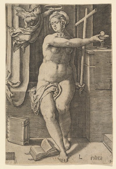 Glaube (Fides), aus der Serie Die sieben Tugenden von Lucas van Leyden