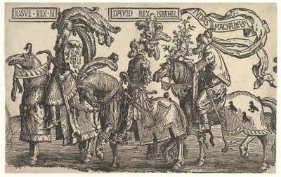 Josua, David und Judas Makkabäus, aus Die Neun Helden, ca. 1520 von Lucas van Leyden