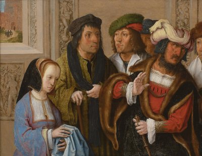 Potiphars Frau zeigt Josephs Gewand, ca. 1512 von Lucas van Leyden