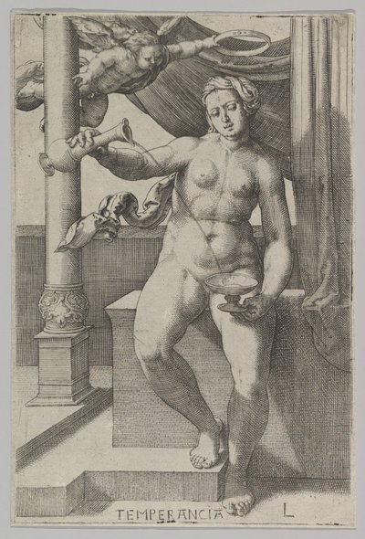 Mäßigkeit, aus der Serie Die Tugenden, 1530 von Lucas van Leyden